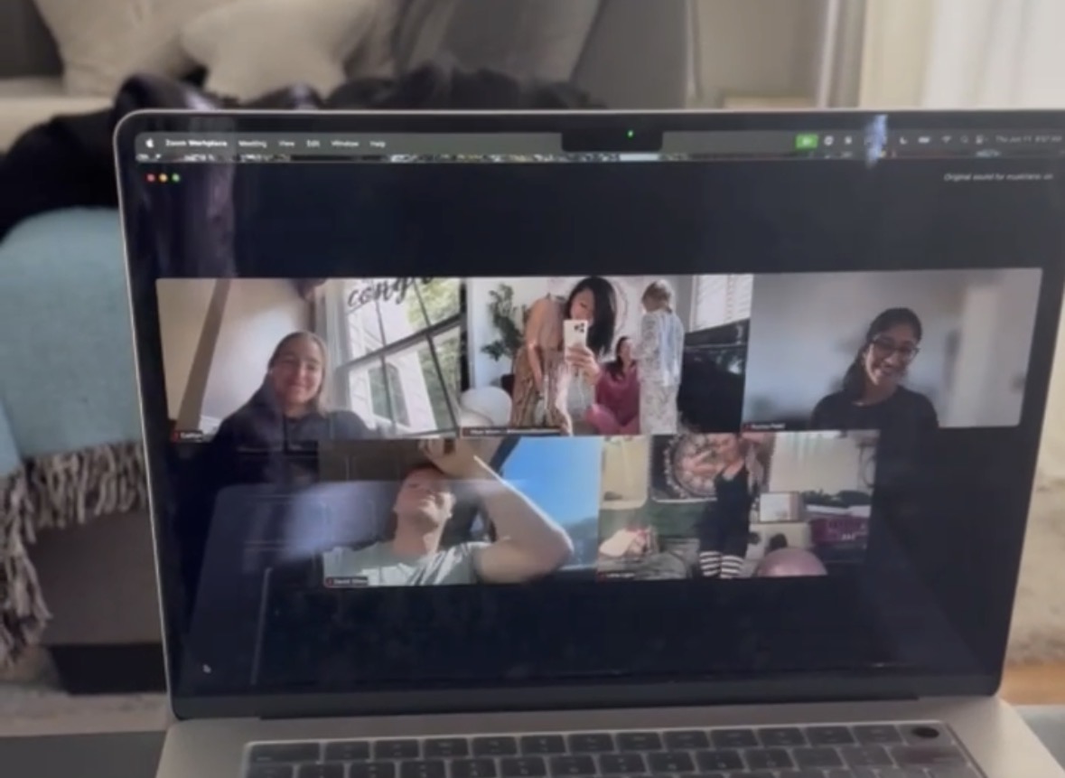 The Gratitude Party gathering live on a video call