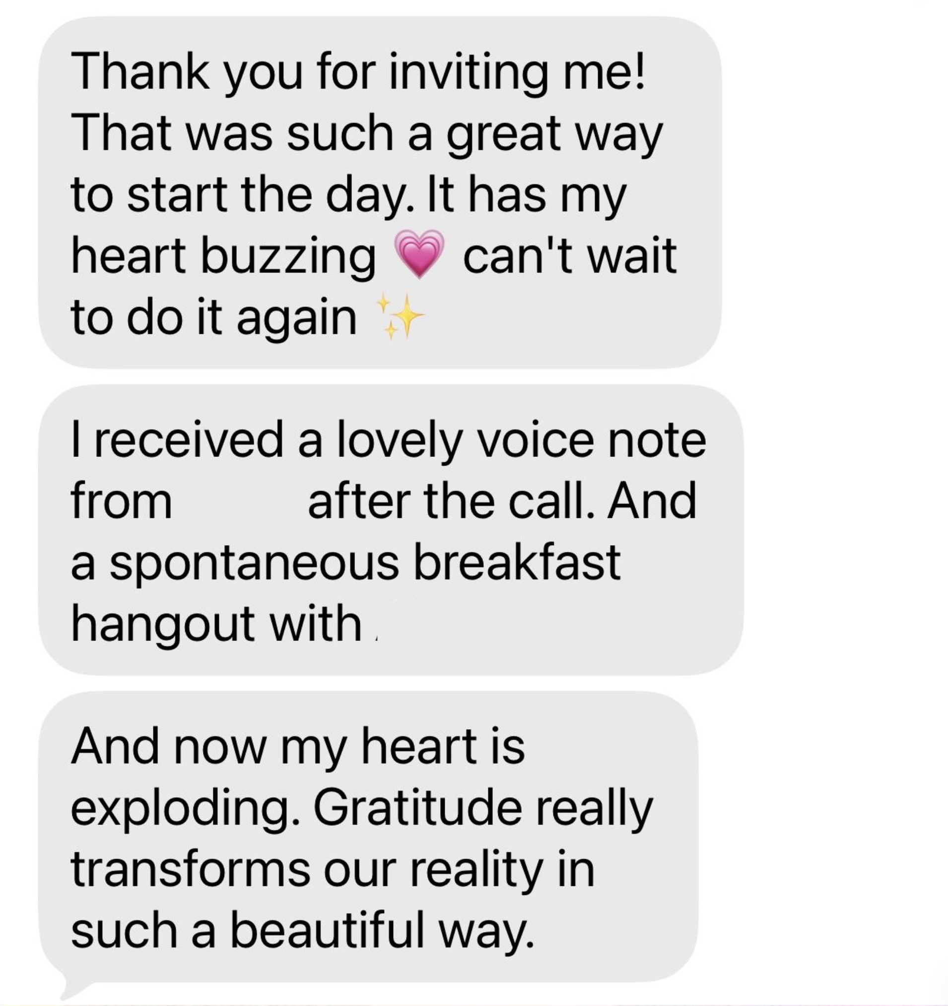 Text message: heart buzzing, can't wait to do it again